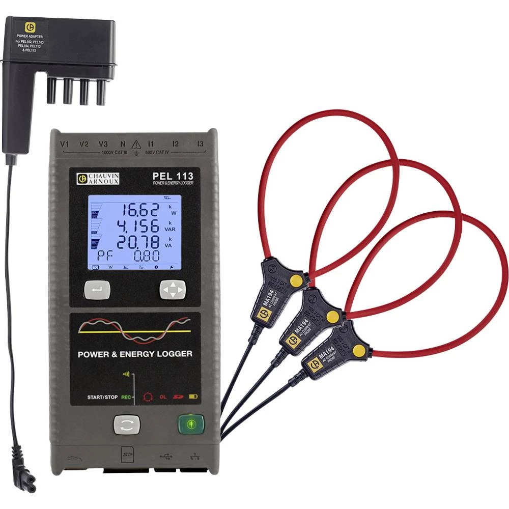 Chauvin Arnoux PEL 113 Set uređaj za analizu mreže 3-fazno uklj. strujna kliješta, s funkcijom zapisivača, mjerenja ener slika
