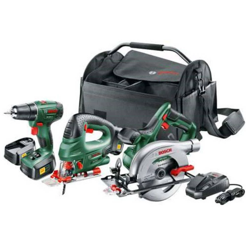 Bosch Home and Garden 18 V Toolbag Akumulatorska bušilica 18 V Li-Ion Uklj. akumulator, Uklj. torba, Uklj. ubodna pila, uklj. ru slika