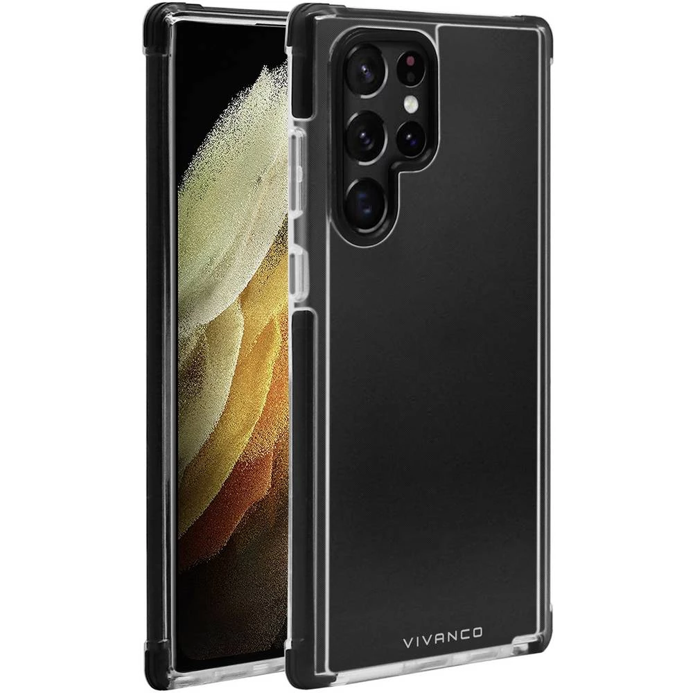 Vivanco Rock Solid stražnji poklopac za mobilni telefon Samsung Galaxy S22 Ultra crna, prozirna slika