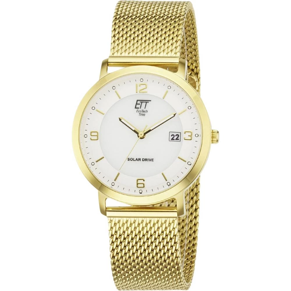 ETT Solarni Ručni sat EGS-12080-12M (&Oslash; x V) 39 mm x 9 mm Zlatnožuta Materijal kućišta=Nehrđajući čelik Materijal (narukvi slika
