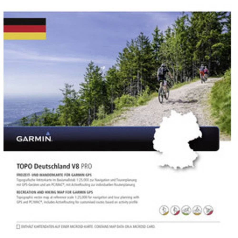 Garmin Topo Deutschland V8 Vrsta vanjske navigacije Bicikliranje, Ski, Hodanje Njemačka, Austrija, Švicarska slika