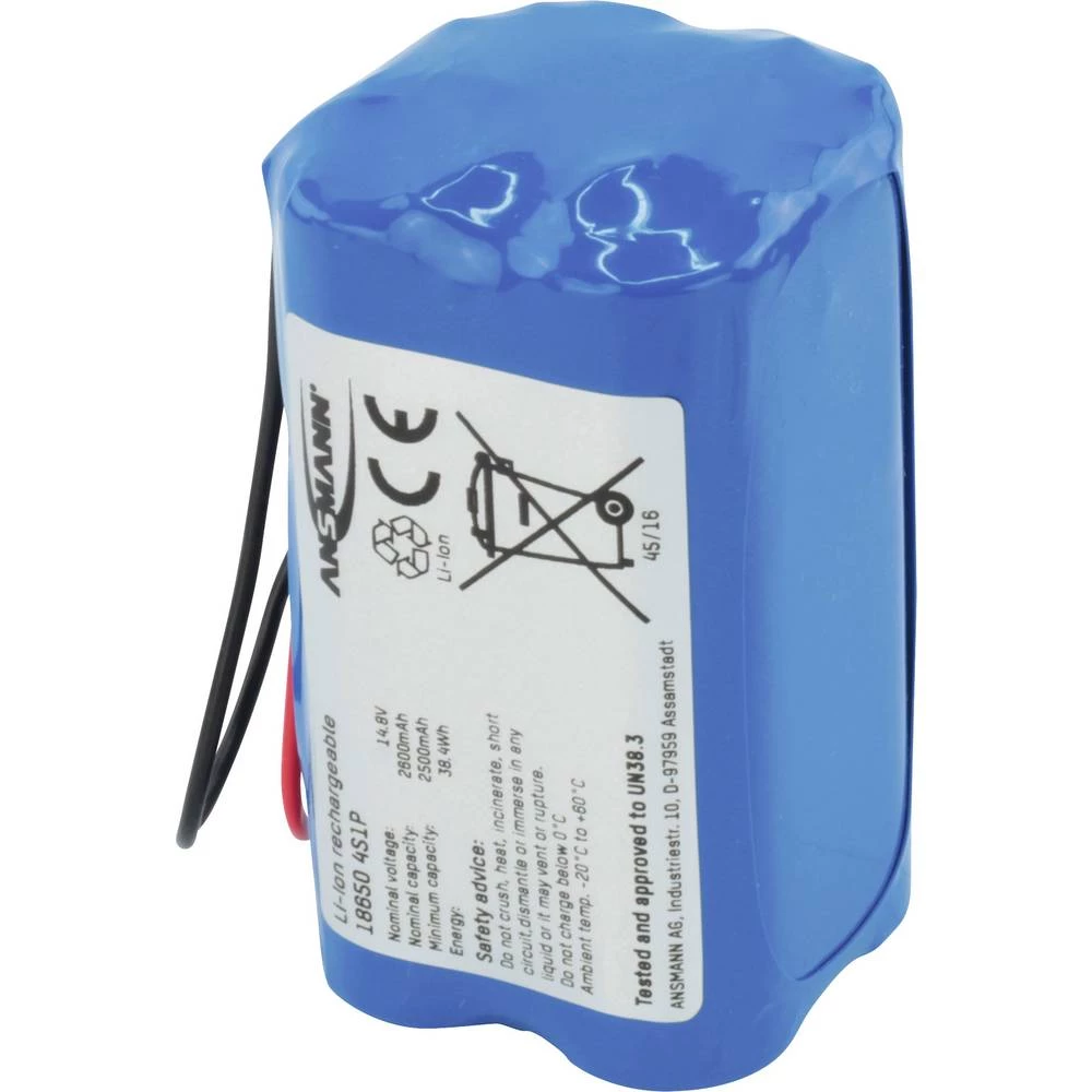 Aku-pack 4x 18650 Kabel Li-Ion Ansmann 4S1P 14.8 V 2600 mAh slika
