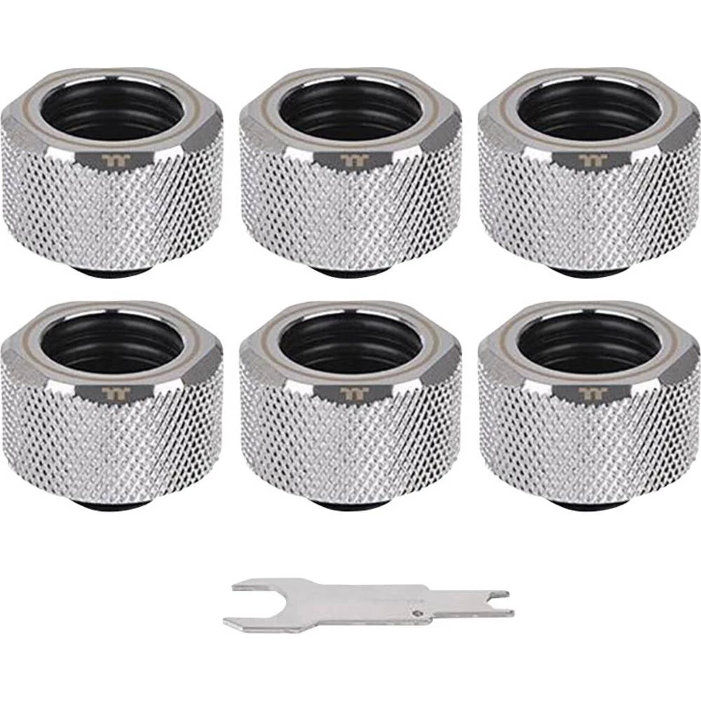 Priključak za vodeno hlađenje Thermaltake Pacific C-PRO G1/4 PETG Tube 16mm OD Compression &ndash; Chrome (6-Pack Fittings) slika