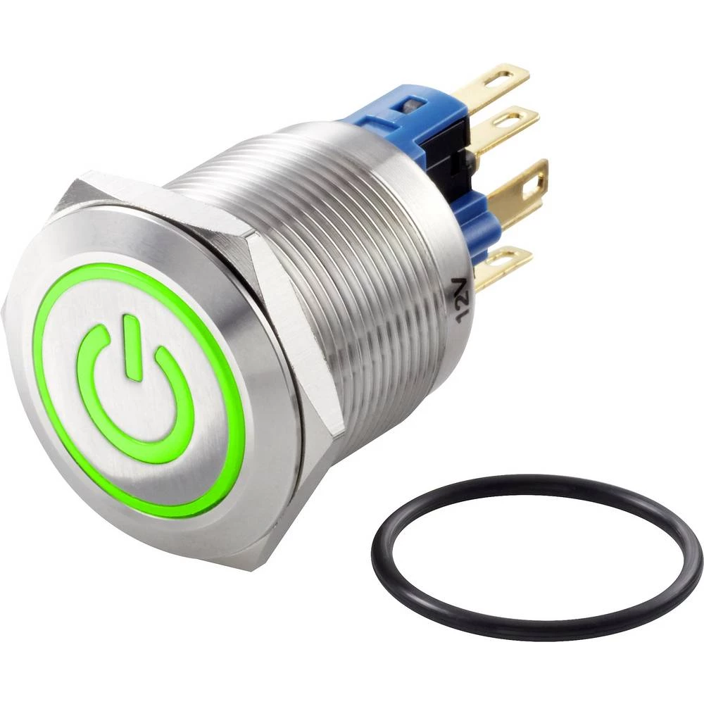 TRU COMPONENTS TC-GQ22-11ET/G/12V/S Tlačni prekidač sa zaštitom od vandalizma 250 V/AC 3 A 1 x OFF/(ON) IP65 vraća se u izsprije slika