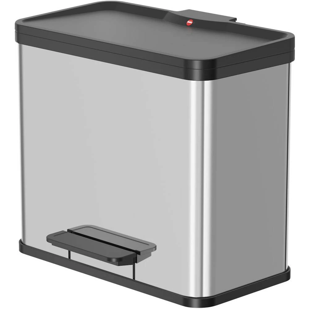 Kontejner za limenke 26 l Hailo öko duo plus L (Š x V x d) 470 x 430 x 340 mm Srebrna, Crna Mehanizam stopalo-pedal 1 ST slika