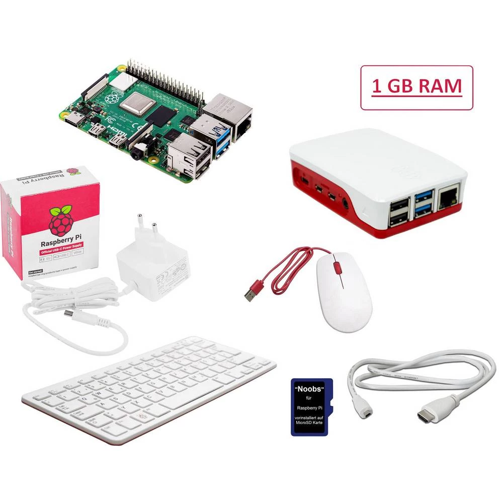 Raspberry Pi&reg; 4 B Desktop Kit 1 GB 4 x 1.5 GHz uklj. tipkovnica, uklj. miš, Uklj. Noobs OS, Uklj. napajanje, uklj. kućište, slika