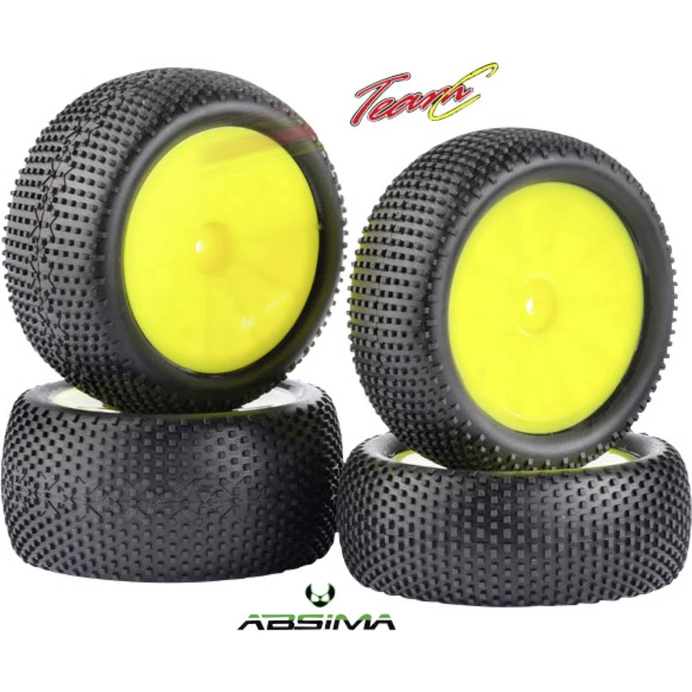 Team C 1:10 Buggy Kompletni kotači Pins Disk Žuta 1 Set slika