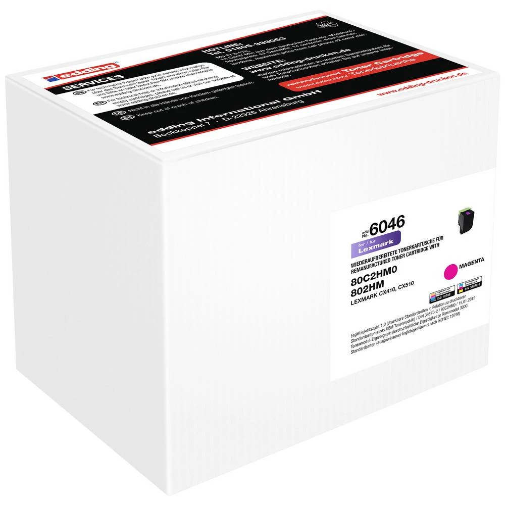 Edding toner zamijenjen Lexmark 80C2HM0 / 802HM purpurno crven 3000 Stranica EDD-6046 slika