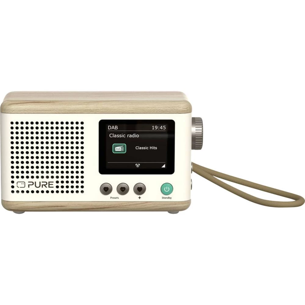 Pure Classic Mini Cotton White/Oak EU/UK/AUS desktop radio DAB+ (1012), FM hrast, bijela slika