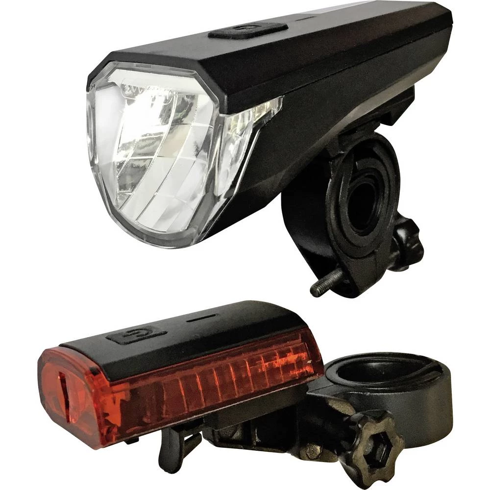 Komplet svjetla za bicikl Arcas LED pogon na punjivu bateriju Crna slika