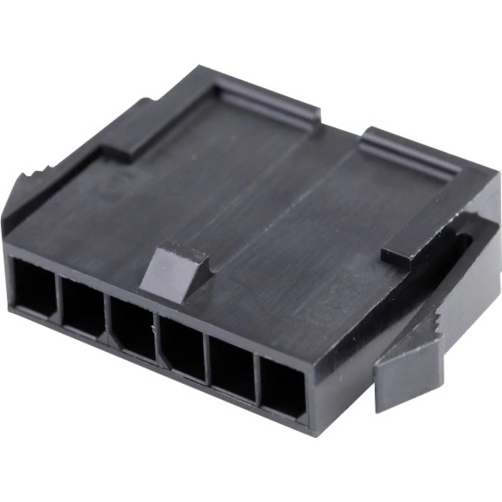 Molex 436400600 Micro-Fit 3.0 Plug Housing, Single Row, 6 Circuits, UL 94V-0, Panel Mount Ears, Low-Halogen, Black slika