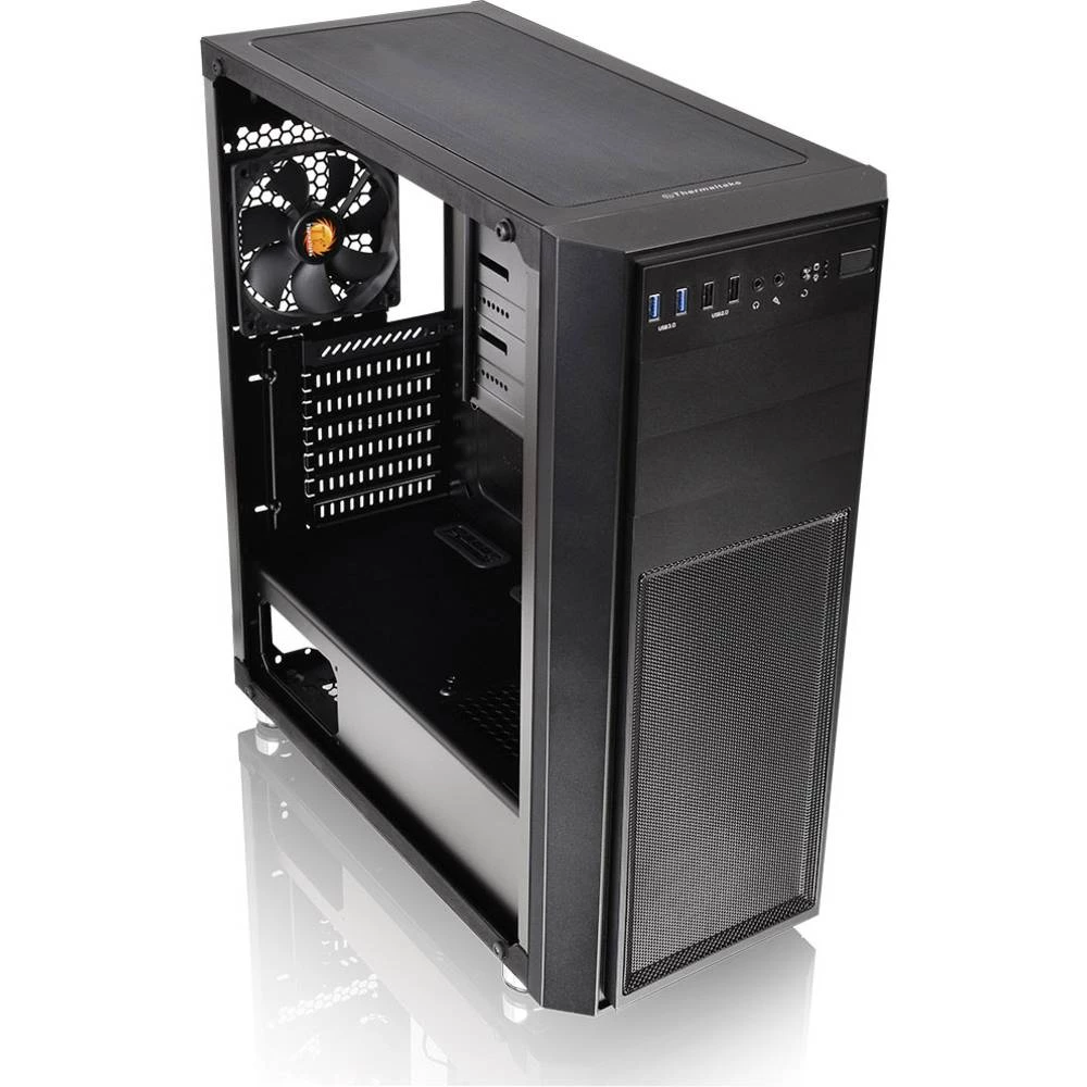 Midi-Tower Kućište za računala Thermaltake Versa H26 TG Crna 1 predinstalirani LED ventilator, Bočni prozor, Prikladno za AIO hl slika