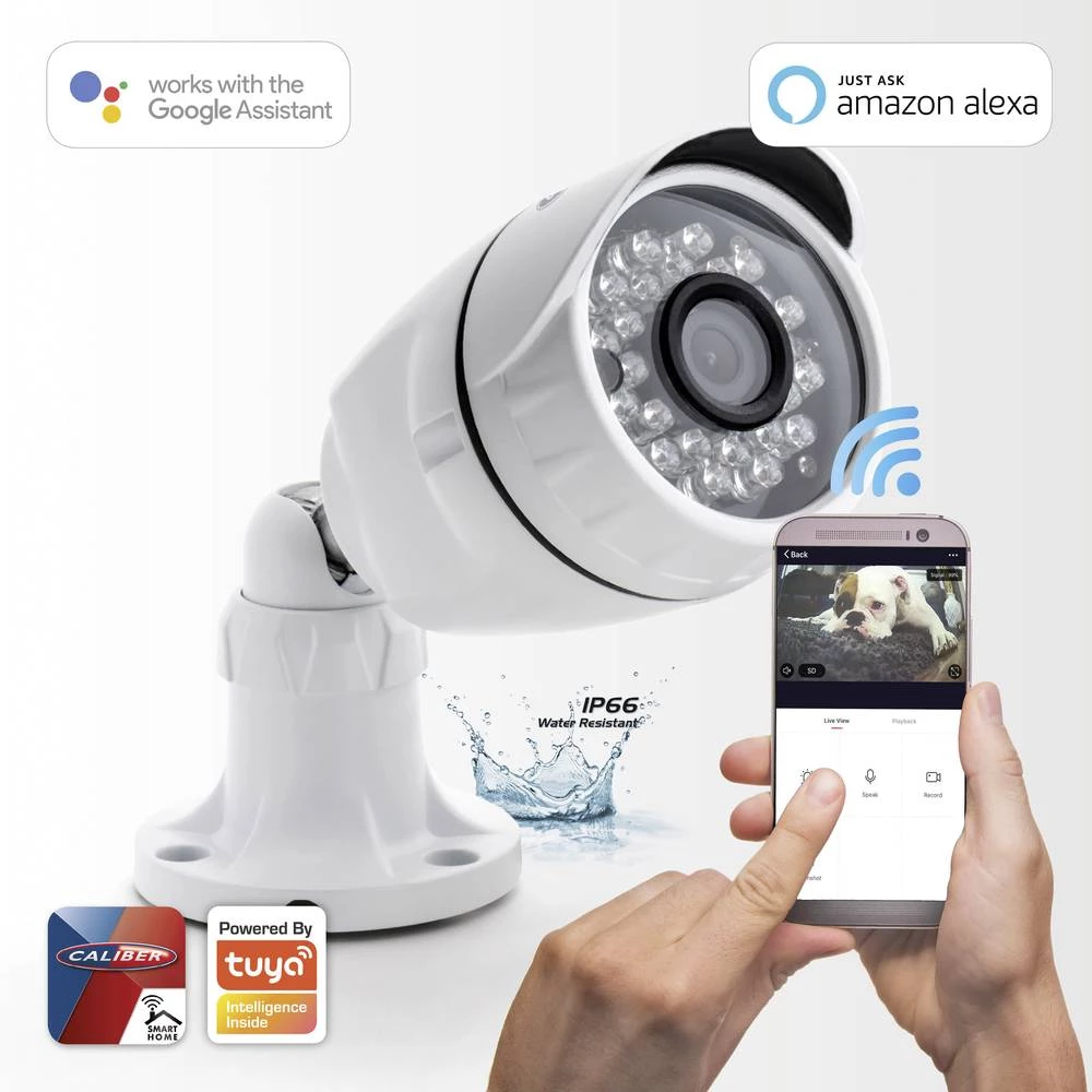 Caliber Audio Technology Nadzorna kamera LAN, WLAN IP-Bullet Kamera 1920 x 1080 piksel Caliber Audio Technology HWC401,Vanjsko p slika