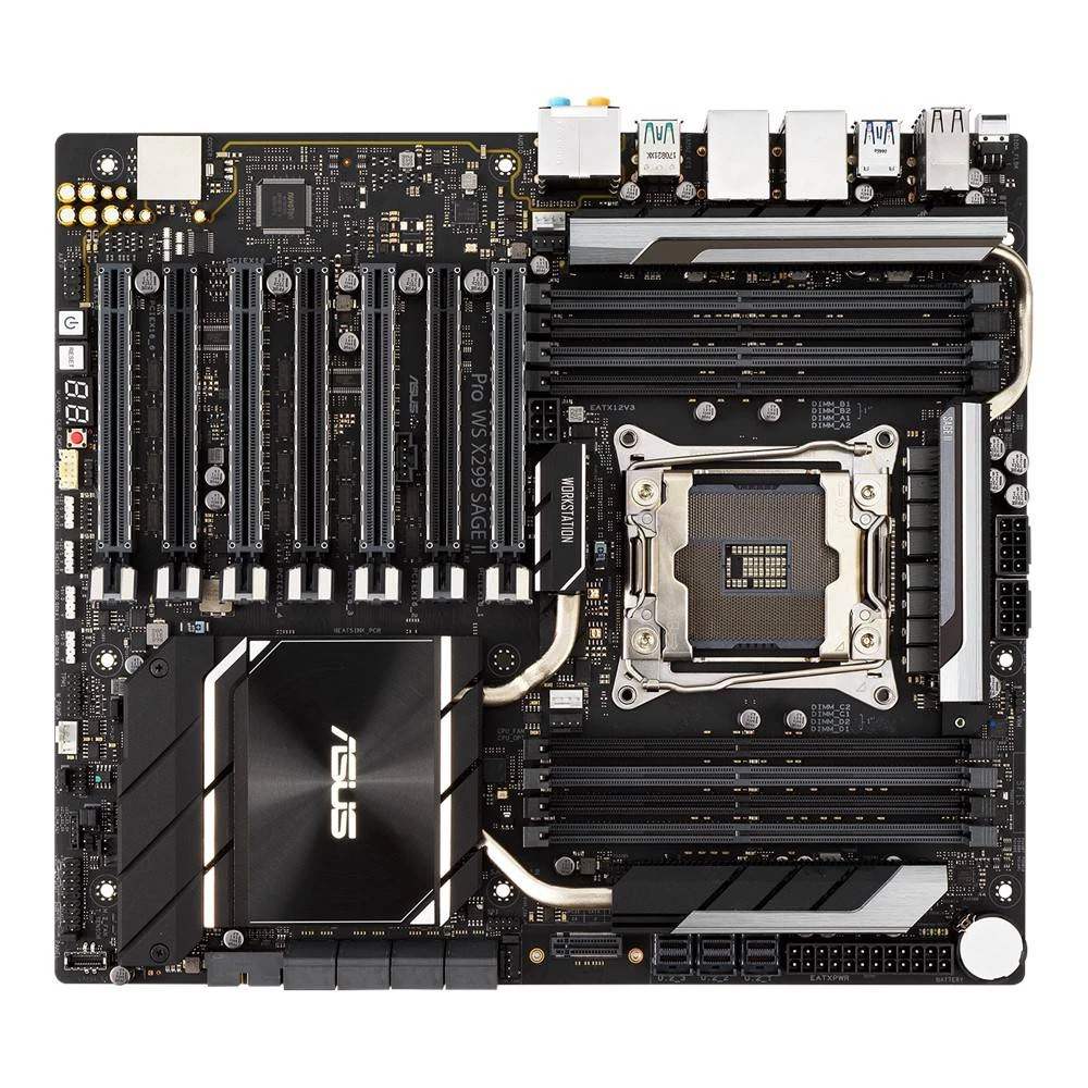 ASUS Pro WS X299 SAGE II, Intel, LGA 2066 (Socket R4), Intel® Core™ X serija, 6, 8, 10, 12, 14, 16, 18, DDR4-SDRAM, 256 GB Asus Pro WS X299 SAGE II matična ploča Baza Intel® 2066 Faktor oblika (det... slika