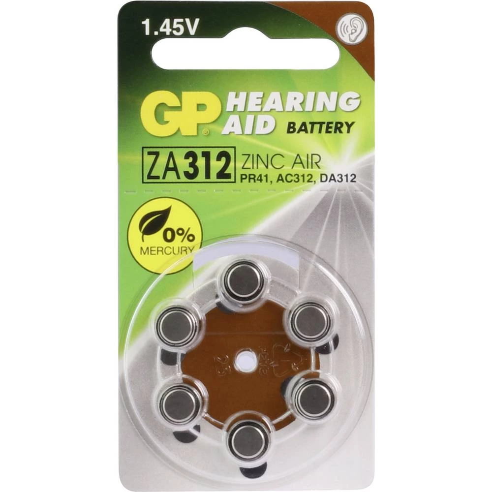 GP Batteries GPZA312 / PR41 gumbasta baterija za 312 cink-zračni 170 mAh 1.4 V 6 St. slika