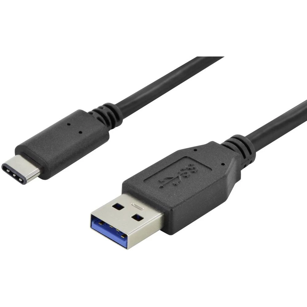 ednet USB 2.0 Priključni kabel 1 m Crna Okrugli, utikač primjenjiv s obje strane, dvostruko zaštićen slika