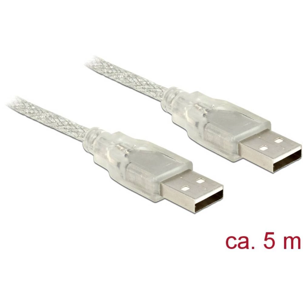 Delock    USB kabel    USB 2.0    USB-A utikač, USB-A utikač    5.00 m    prozirna    s feritnom jezgrom slika
