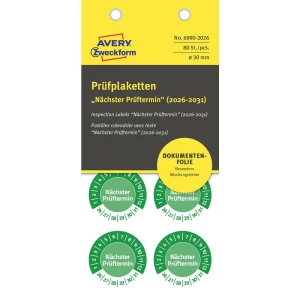 Avery-Zweckform 6990-2026 inspekcijska naljepnica zelena samoljepljiva folija (Ø) 30 mm 30 mm 80 St. slika