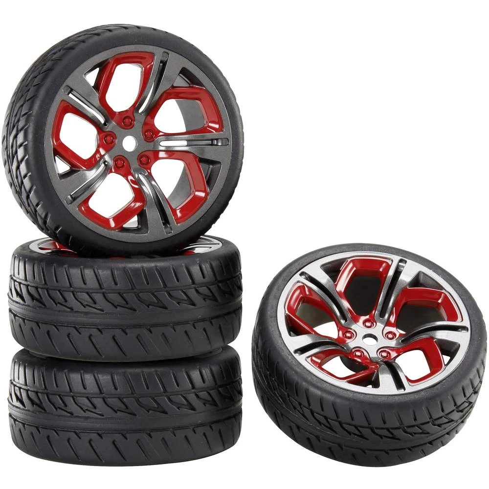 Reely 1:10 Cestovni model Kompletni kotači Racing P8 Gun metal 4 ST slika