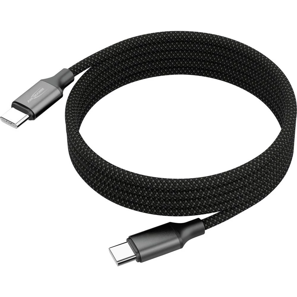 Ansmann USB-C kabel USB-C® utikač 1.2 m crna Tekstilni plašt 1700-0186 slika