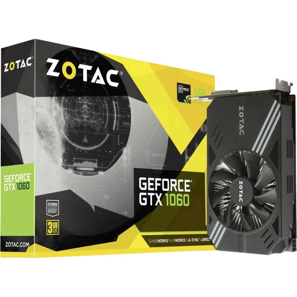 Grafička kartica Zotac Nvidia GeForce GTX1060 Mini 3 GB GDDR5-RAM PCIe x16 HDMI&trade;, DVI, DisplayPort slika