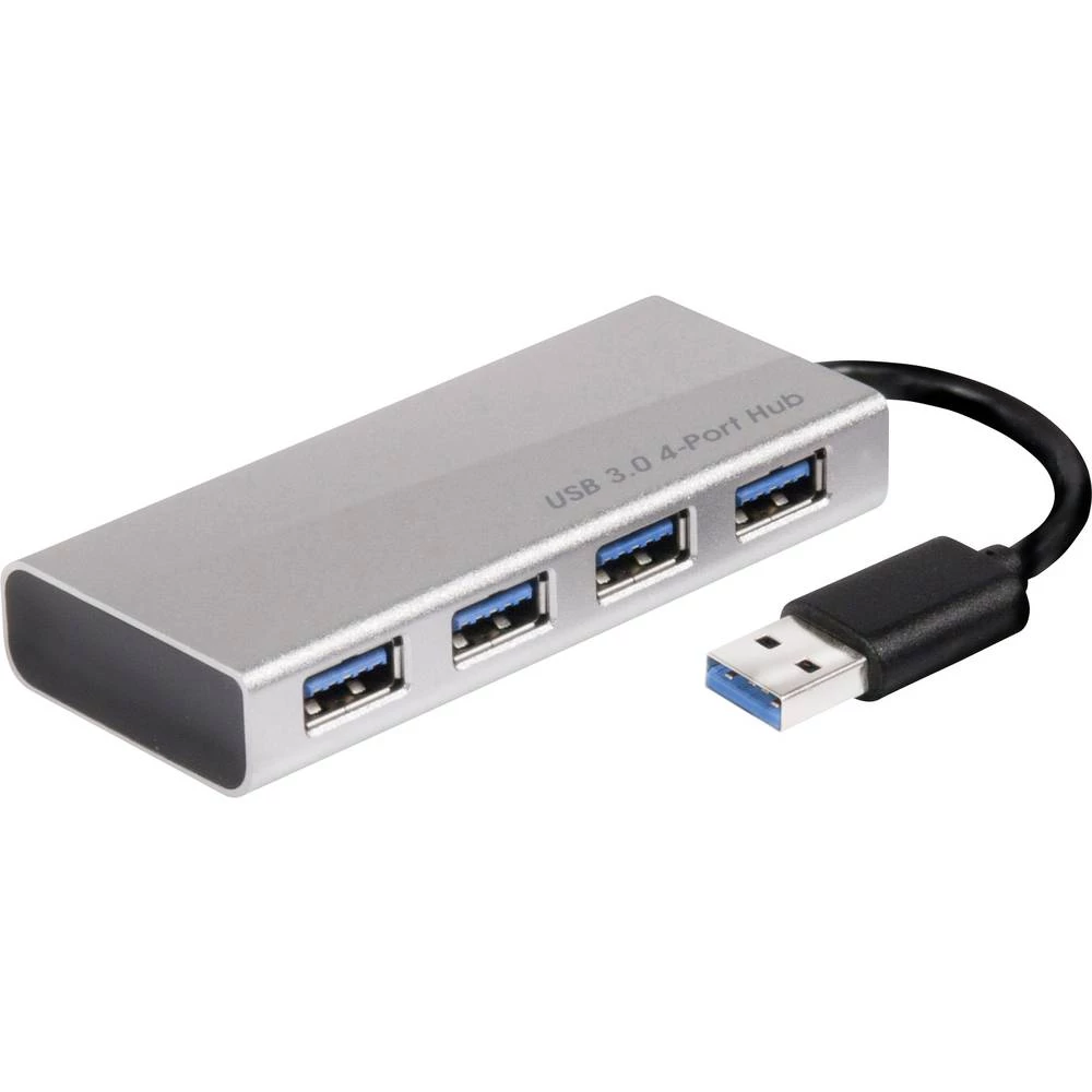 club3D CSV-1431 4 ulaza USB 3.0 Hub S aluminijskim kućištem, S portom za brzo punjenje Aluminij (brušeni) boja slika