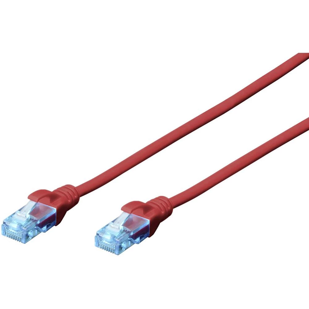 Digitus DK-1512-050/R RJ45 mrežni kabel, Patch kabel cat 5e U/UTP 5.00 m crvena upleteni parovi 1 St. slika
