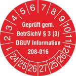 SafetyMarking 30.C2170.24-29 inspekcijska naljepnica Geprüft gem. BetrSichV §3 (3), DGUV Information 208-016 2024-2029 c