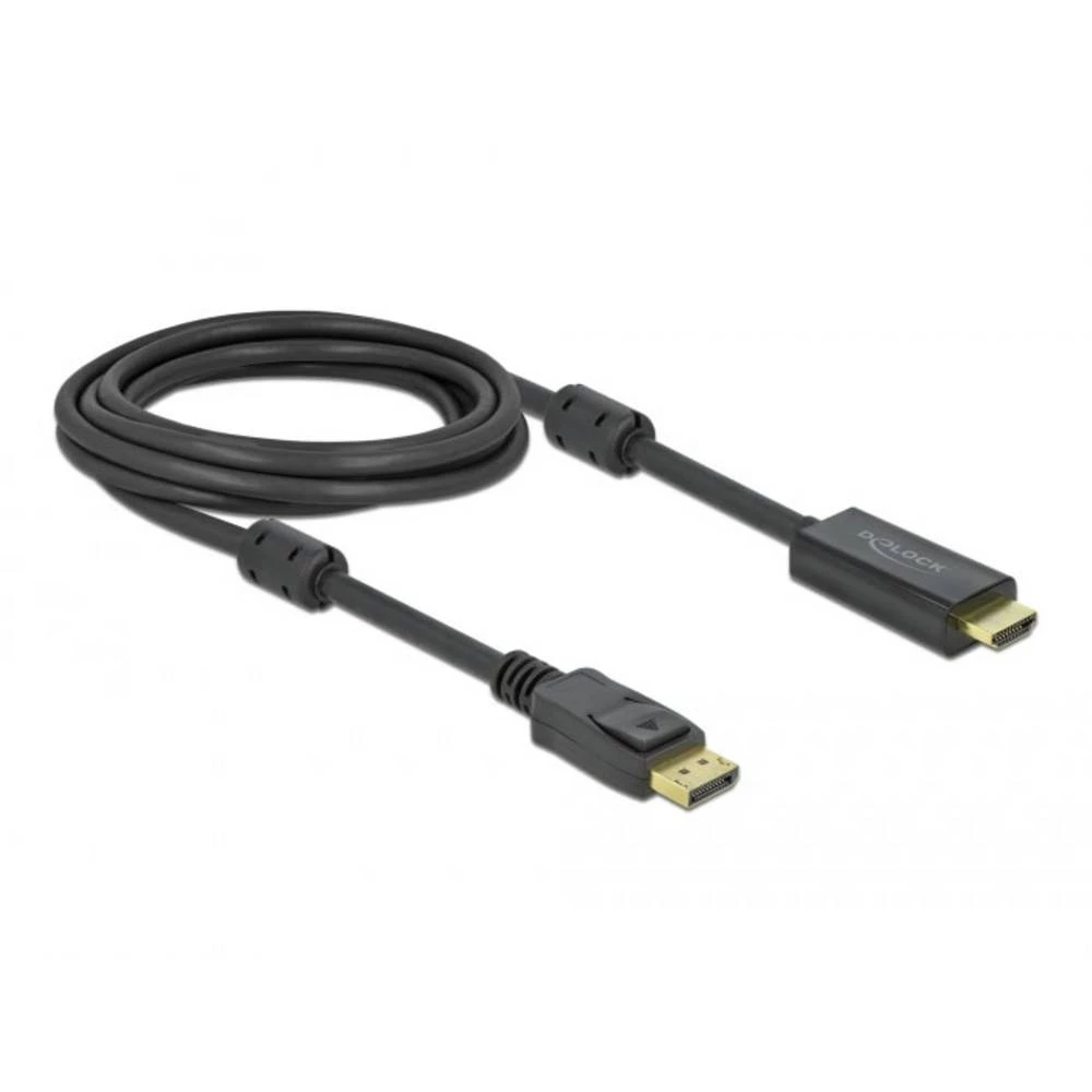 Delock DisplayPort / HDMI priključni kabel DisplayPort utikač, HDMI A utikač 3 m crna 85957 pozlaćeni kontakti, 4K UHD D slika