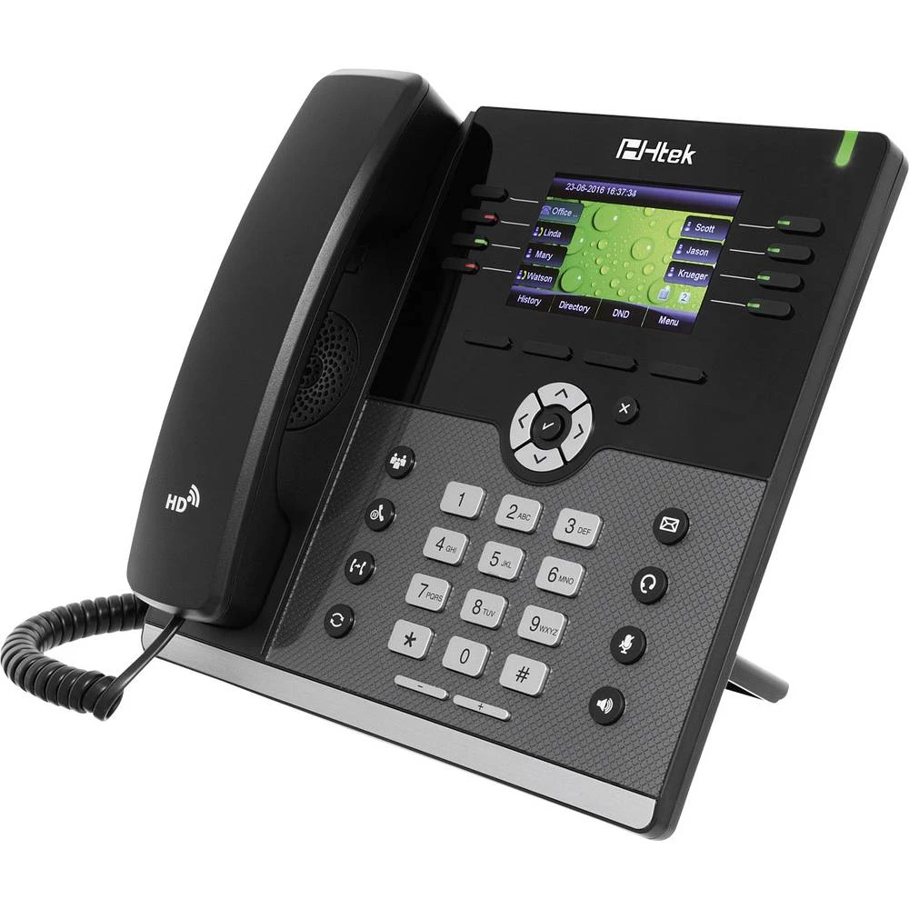 Telefon s kabelom, VoIP TipTel Htek UC924 Handsfree, Priključak za slušalice, PoE TFT/LCD u boji Crna slika