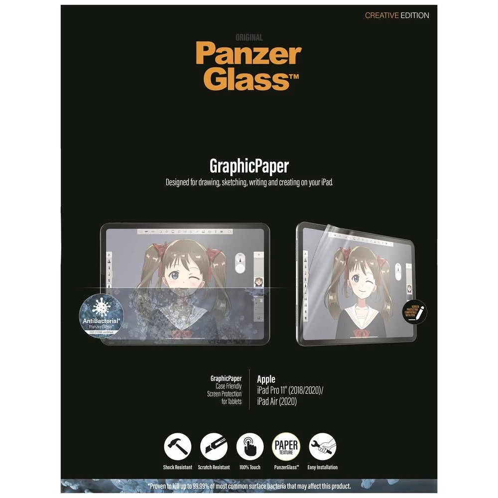 PanzerGlass 2734 zaštitno staklo za Apple iPad Pro 11',', (18/20/22) &amp, iPad Air 10.9&quot,, Graphic Paper PanzerGlass 2734 zaštitno staklo zaslona Pogodno za modele Apple: iPad Air 10.9 (2020), iPad Pro 11, 1 St. slika