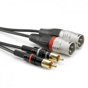 Hicon HBP-M2C2-0090 audio adapterski kabel [2x muški cinch konektor - 2x XLR utikač 3-polni] 0.90 m crna slika