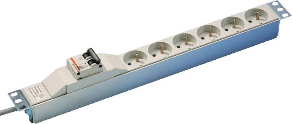 19 " Višestruka utičnica za mrežni ormar 1 U Utičnica sa zaštitnim kontaktom Schneider Electric NSYAPU19F6CB Aluminij boja slika