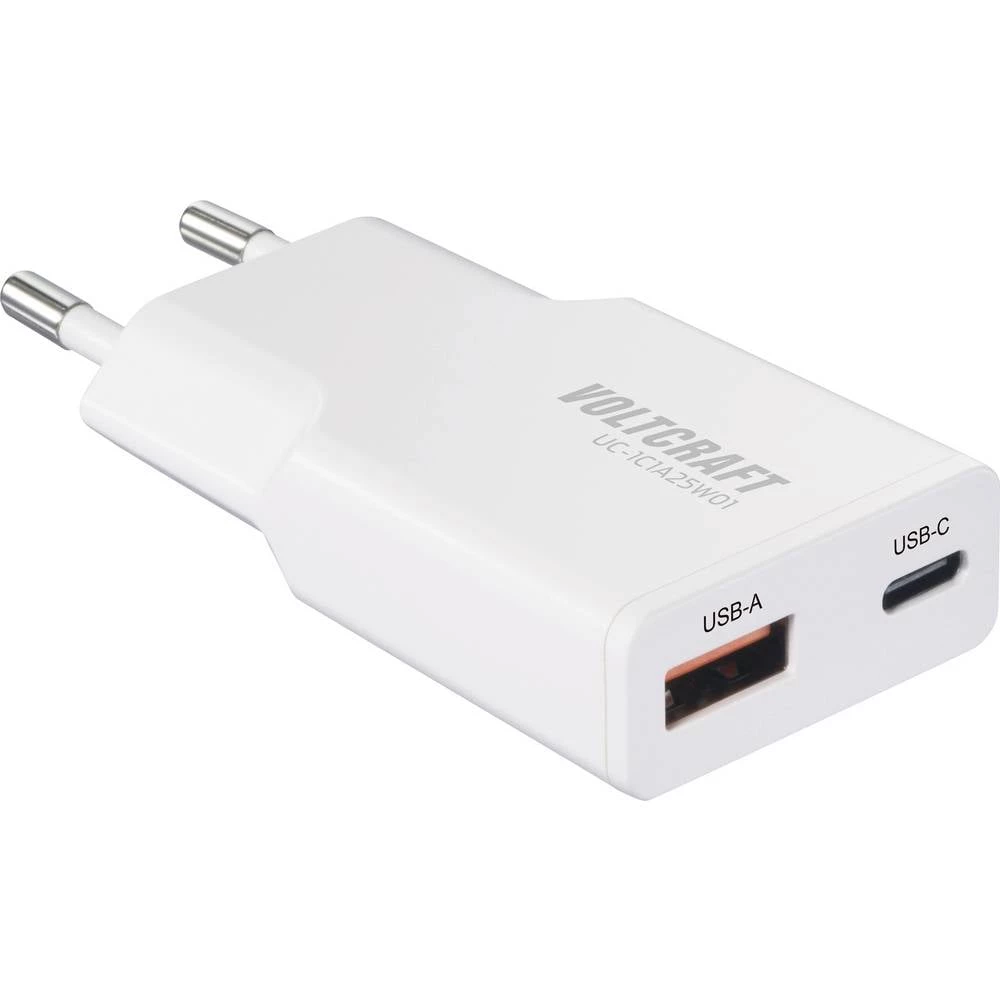 VOLTCRAFT UC-1C1A25W01 USB punjač 25 W 1x USB-A, 1x USB-C® Fast Charge, Power Delivery 3.0 bijela GaN slika