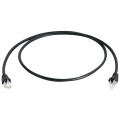 LAN (RJ45) Mreža Priključni kabel CAT 6A S/FTP 1 m Crna Vatrostalan, sa zaštitom za nosić, Dvostruko zaštićen, dvostruko zaštiće slika