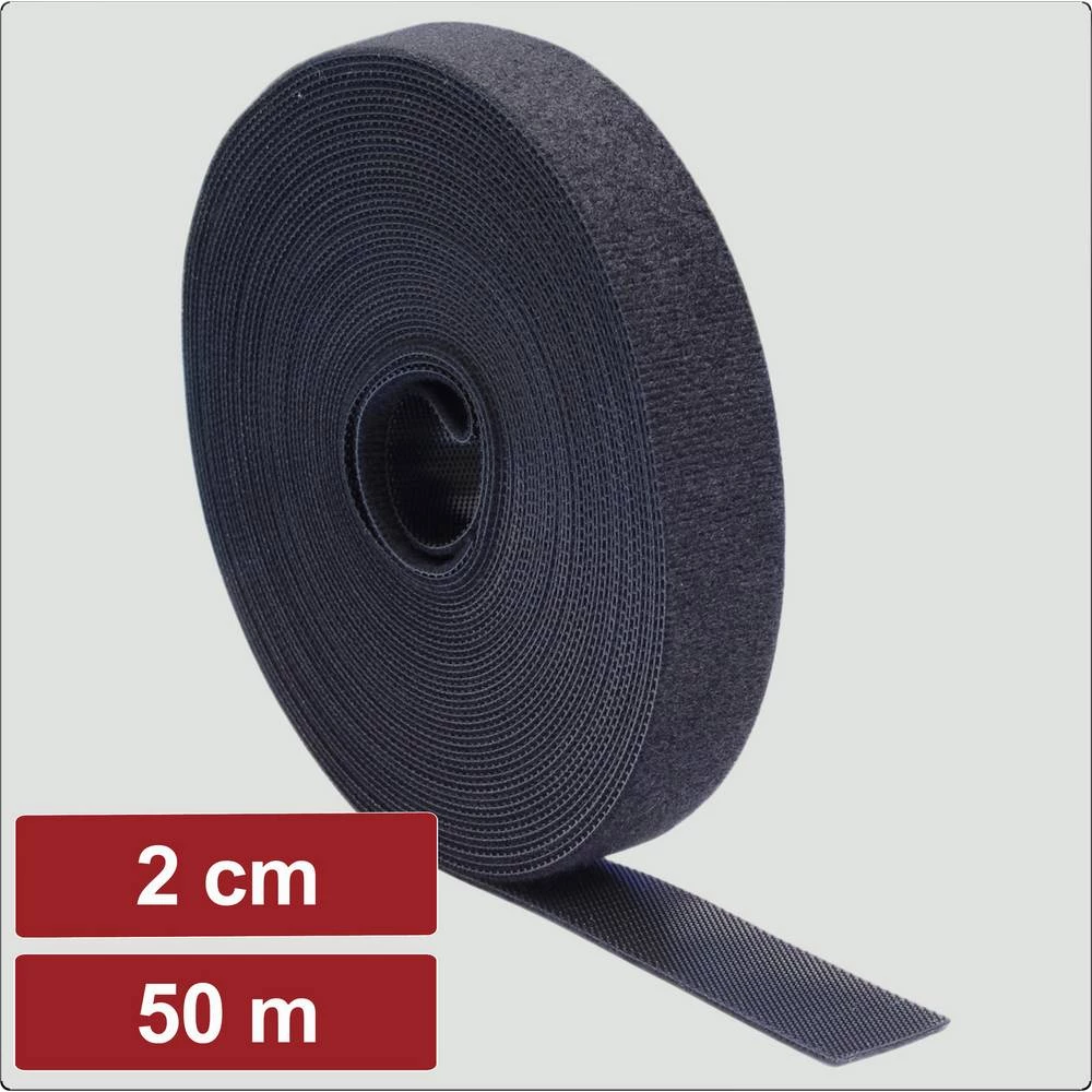 Electronic Garage EG25CA117 prianjajuća traka za povezivanje grip i mekana vunena tkanina (D x Š) 50 m x 2 cm crna 50 m slika