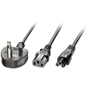 LINDY struja Y-kabel [1x UK utikač - 2x ženski konektor iec c13, 10 a, ženski konektor c5] 2.5 m crna slika