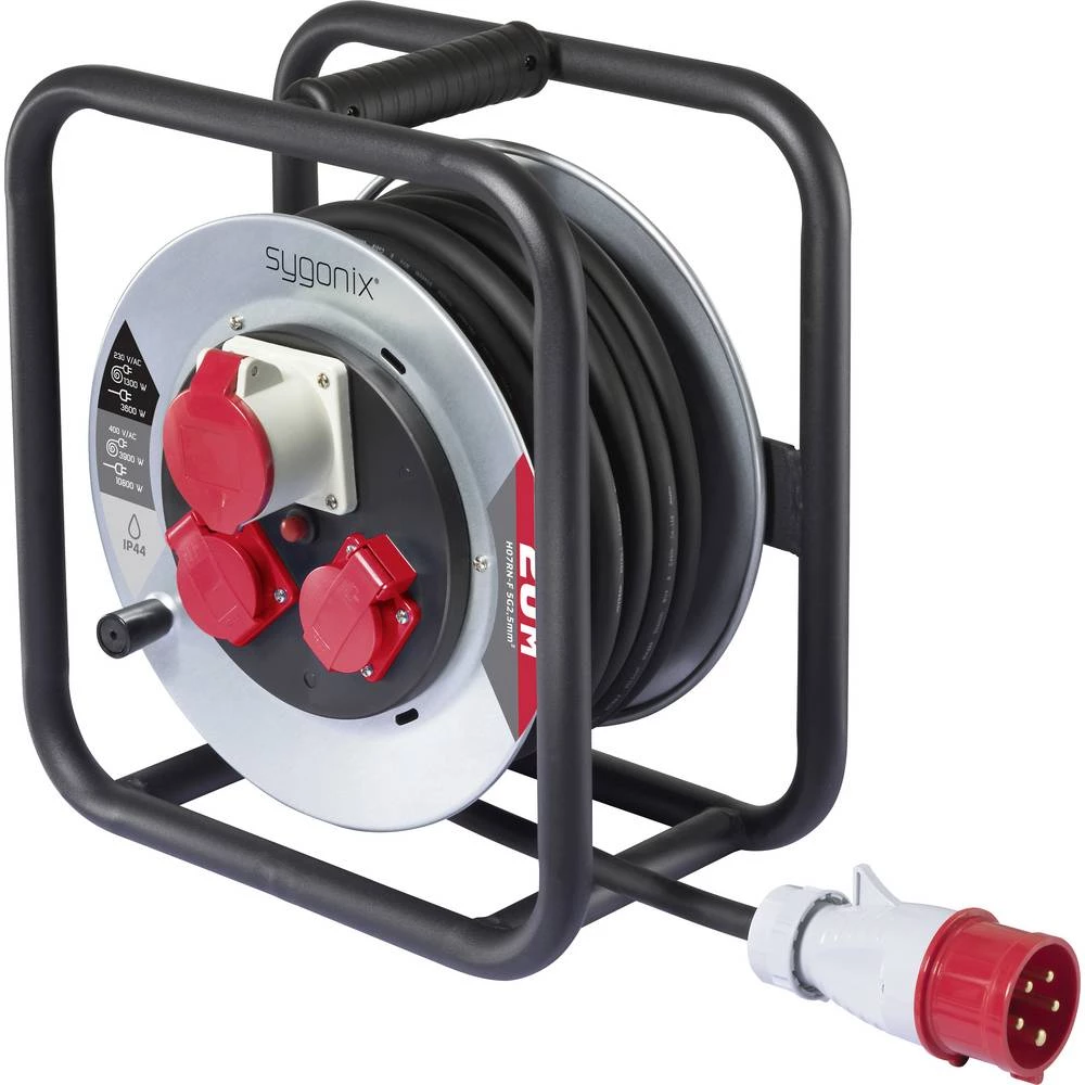 Sygonix SY-10236114 kabelski bubanj 20 m crna muški konektor CEE 16 a 5-polni slika