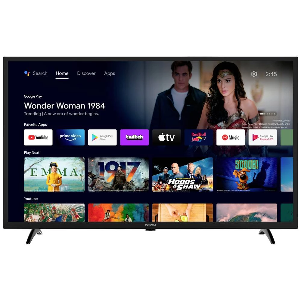Dyon Smart 32 AD-2 LED-TV 80 cm 32 palac Energetska učinkovitost 2021 G (A - G) DVB-T2, dvb-c, dvb-s2, hd ready, Smart TV, WLAN, ci+ crna slika