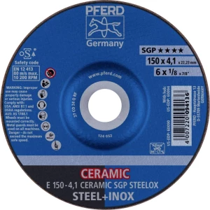 PFERD 62100150 E 150-4,1 CERAMIC SGP STEELOX ploča za grubu obradu s glavom  150 mm 22.23 mm 10 St. slika