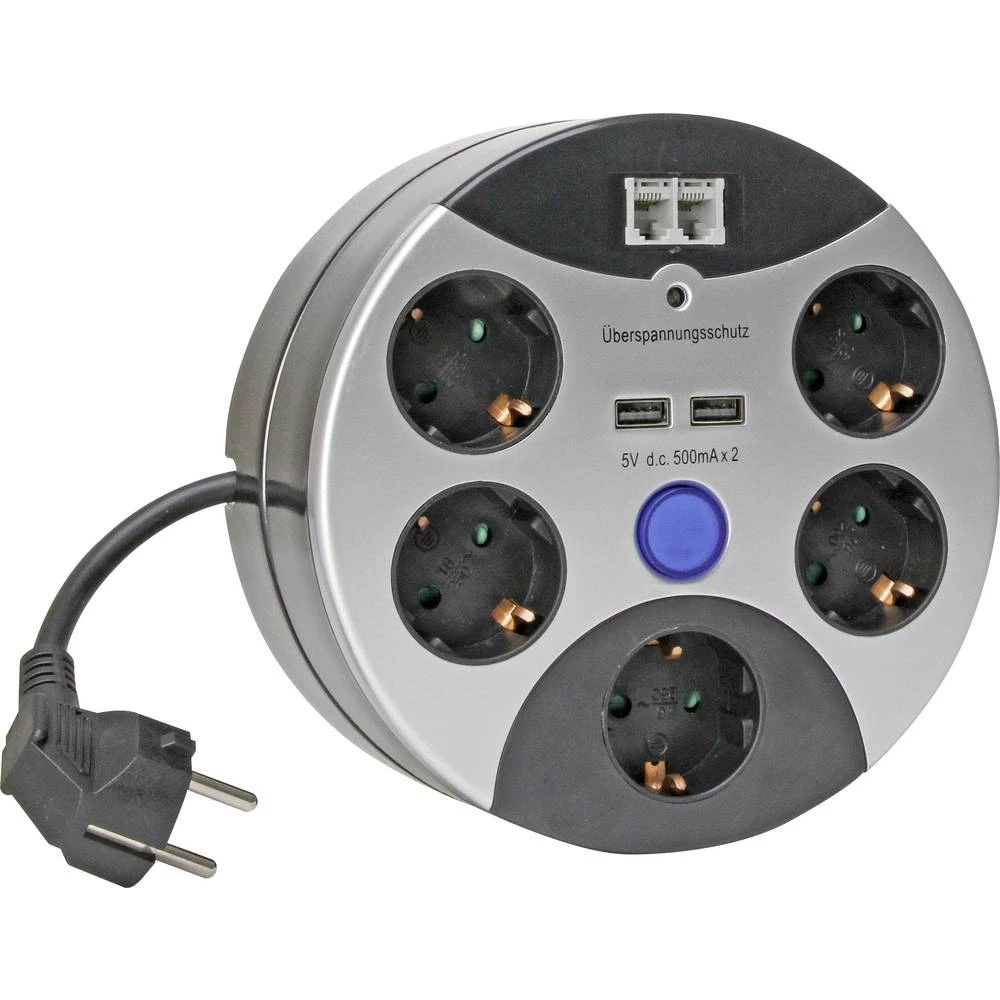 Kopp 228920016 Razdjelna letva sa zaštitom od prenapona 5-struki Srebrna, Crna Utičnica slika