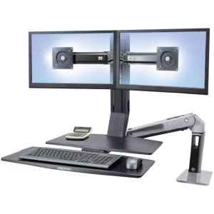 2-struki Stolni nosač za monitor 25,4 cm (10") - 61,0 cm (24") Nagibni i okretni, Rotirajuči Ergotron WorkFit-A, Dual mit Arbeit slika