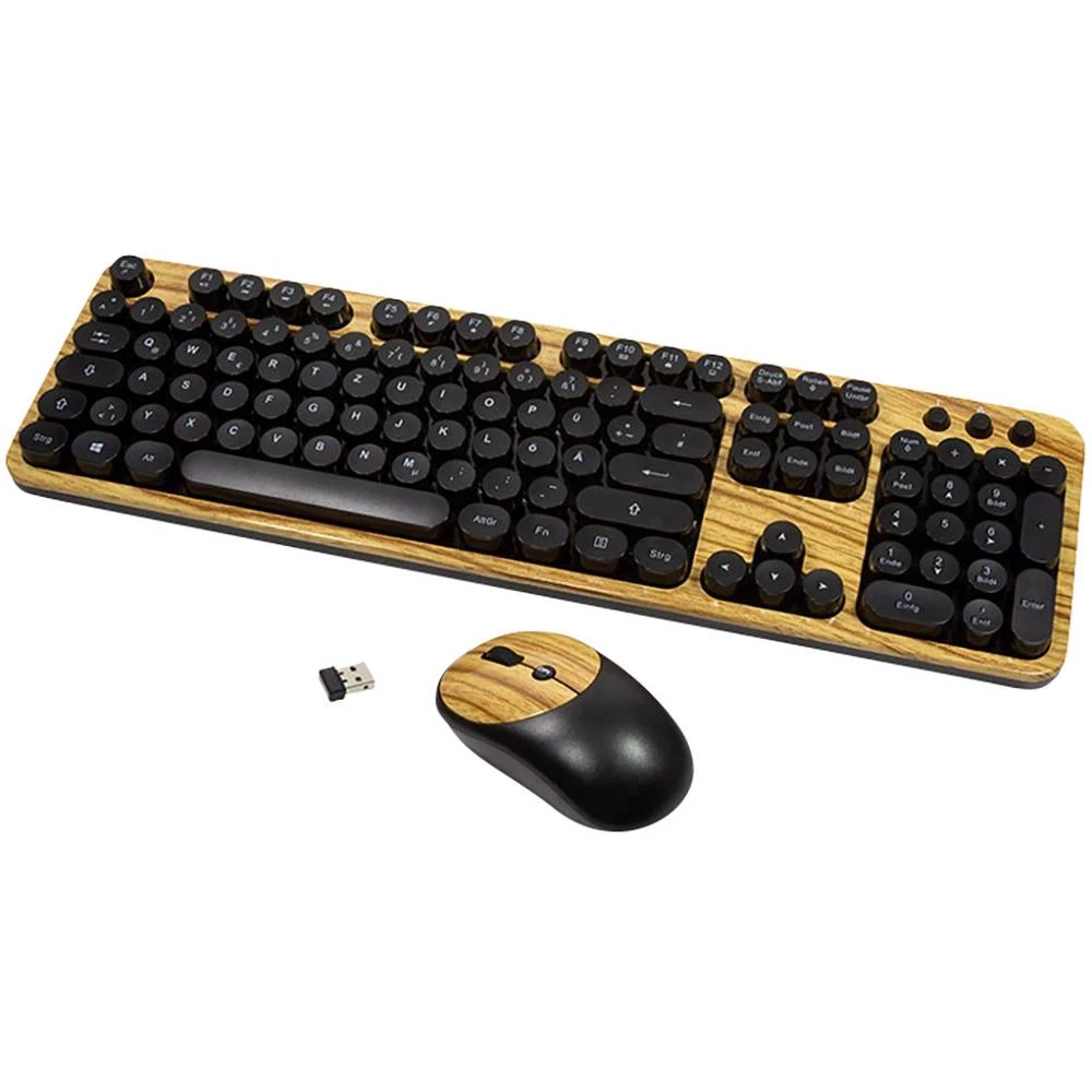 Set bežične tipkovnice i miša LogiLink ID0176 Drvo, Crna slika