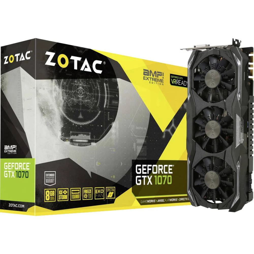 Grafička kartica Zotac Nvidia GeForce GTX1070 AMP! Extreme 8 GB GDDR5-RAM PCIe x16 HDMI&trade;, DVI, DisplayPort slika