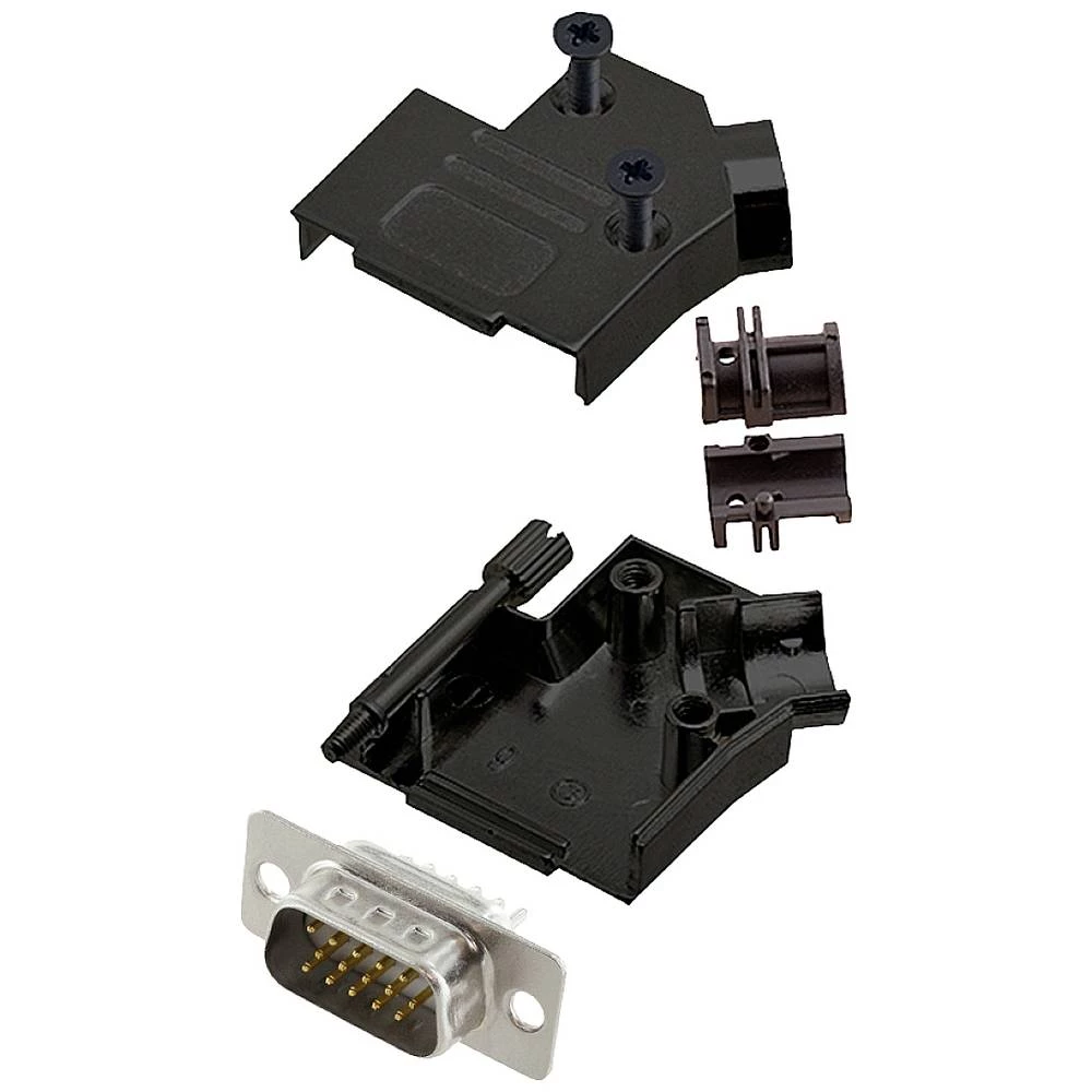 Komplet D-SUB pinskih konektora 45 ° Broj polova: 15 Lemni kup encitech D45ZK09-BK-HDP15-W-K 1 ST slika