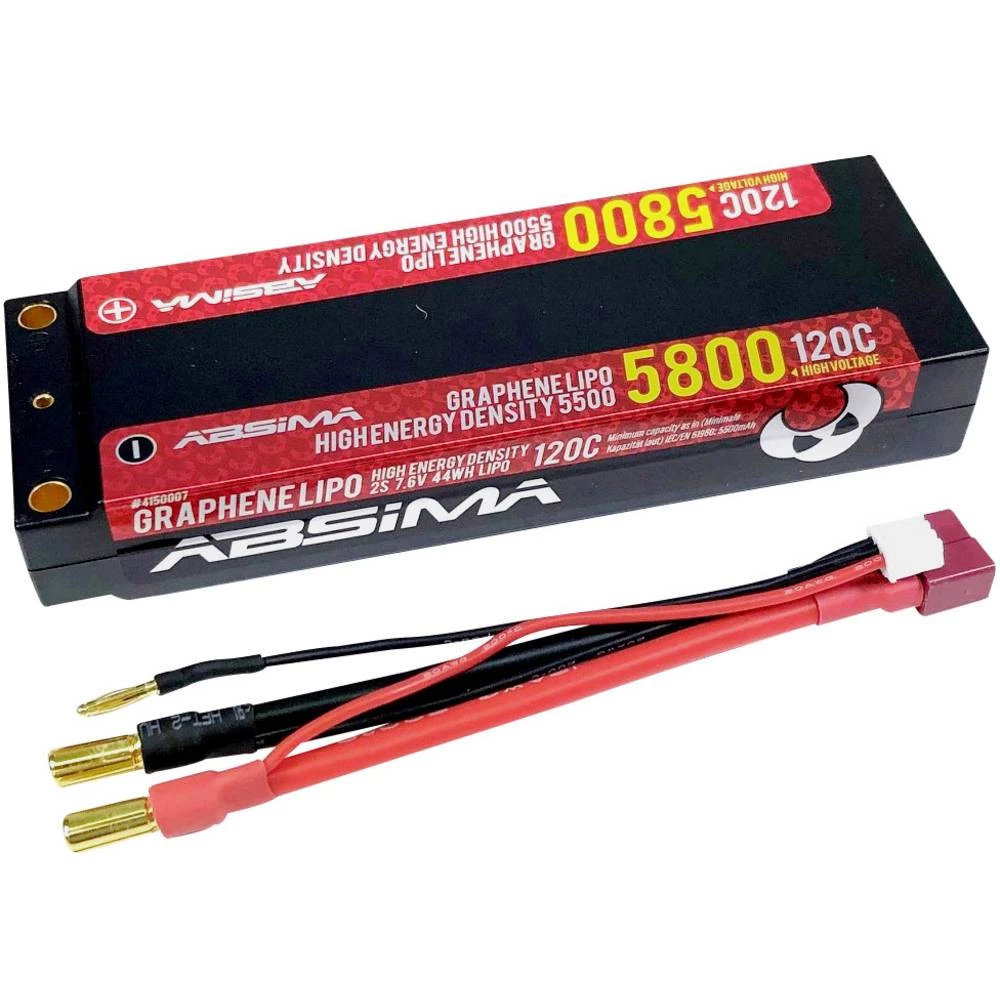 baterijski paket (hv lipo) za modelarstvo 7.4 V 5500 mAh Broj ćelija: 2 120 C Absima tvrdo kućište 5 mm utičnica, T-utičnica slika