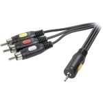 Klinke / Činč AV priključni kabel [1x JACK utikač 2.5 mm - 3x činč-utikač] 2.50 m crn