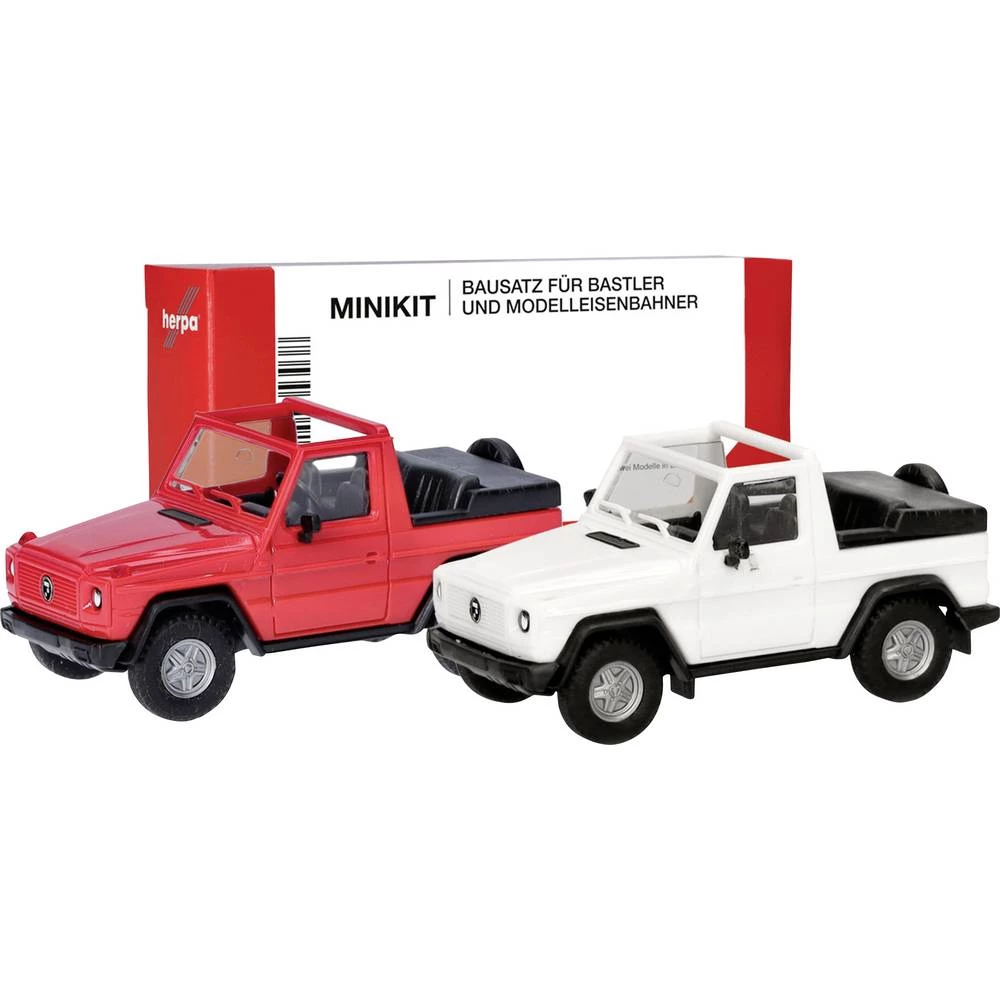 Herpa 012744 h0 model automobila Puch G-klasa (W460) kabriolet, bijela i crvena slika