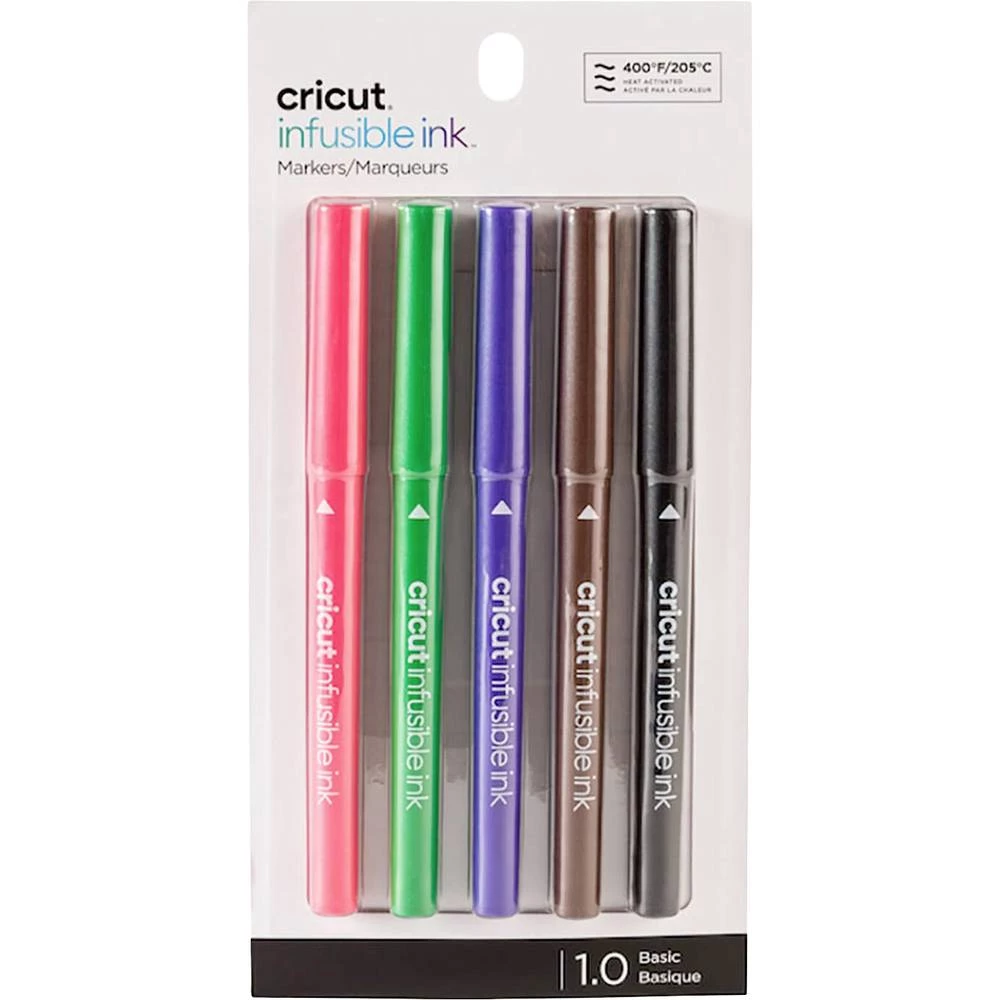 Cricut Explore/Maker Infusible Ink Medium Point 5-Pack Basics set olovki crvena, crna, ljubičasta, smeđa boja, zelena slika