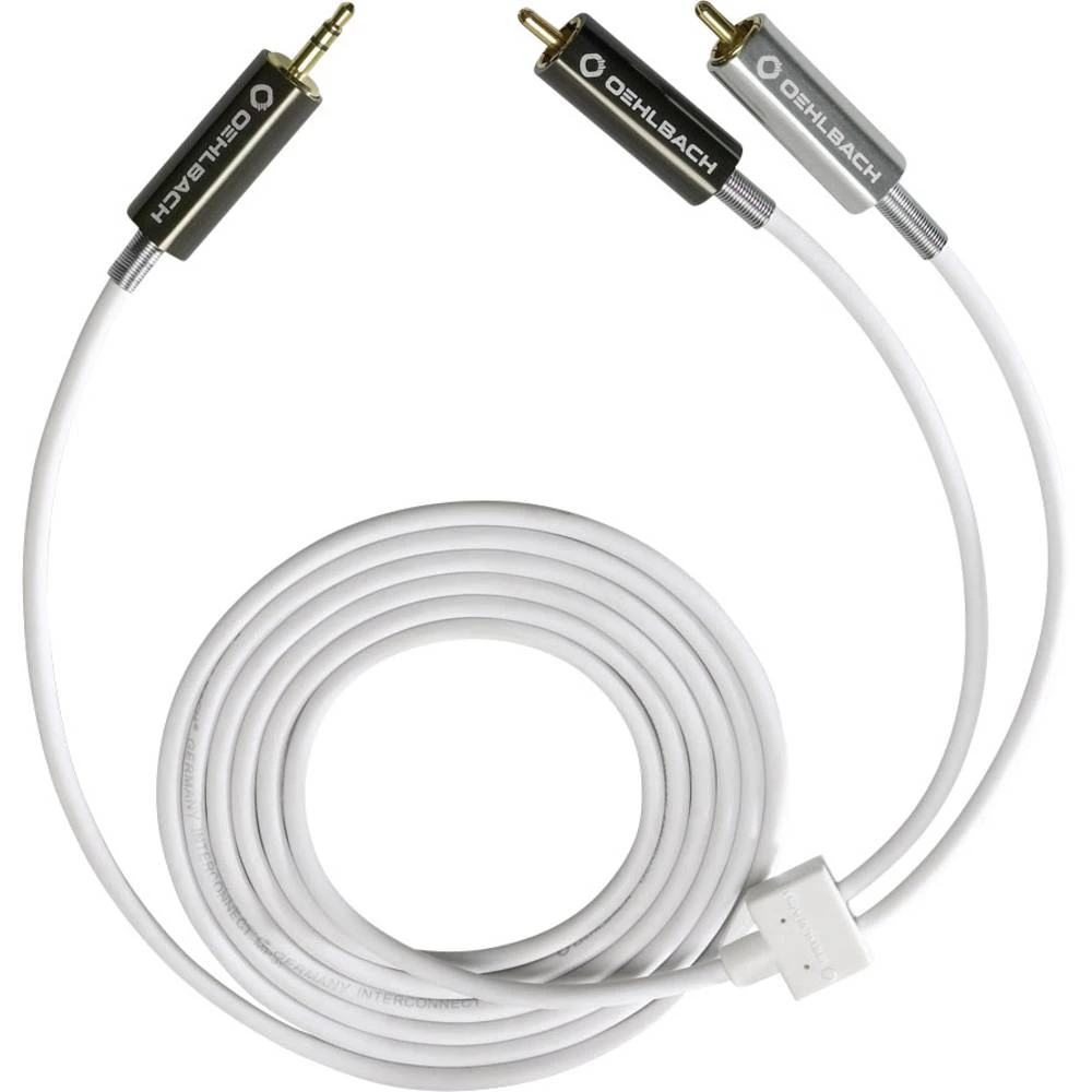 Oehlbach Utičnica / Cinch Audio Priključni kabel [1x 3,5 mm banana utikač - 2x Muški cinch konektor] 1 m Bijela pozlaćeni kontak slika